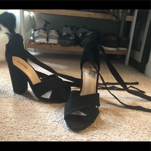 Black velvet heels